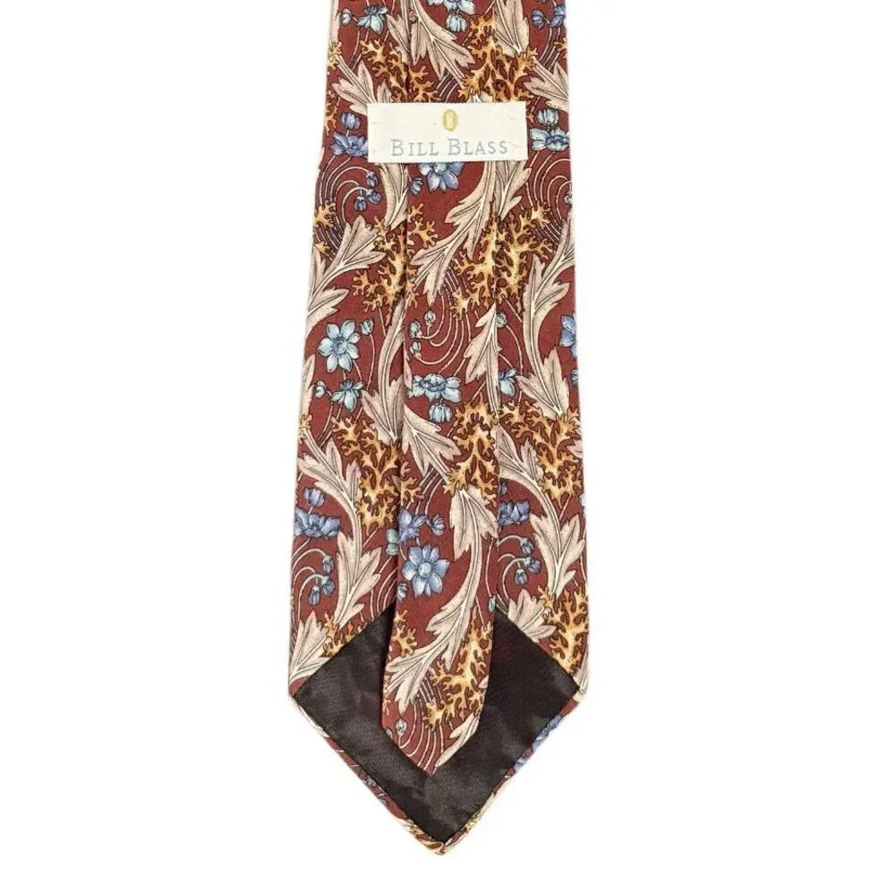 Bill Blass Vintage Floral Silk Tie Professional Career Office Gentlemen